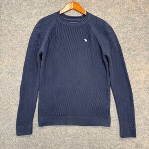 Abercrombie & Fitch Chunky Waffle Knit Sweater Mens Large Navy Heavy Roll Neck